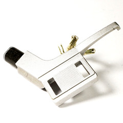 Silver Angle ADC Type Headshell for Straight Tonearm Turntable w/ Cables Used