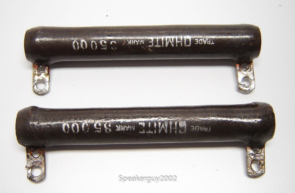 2 Vintage Ohmite Tubular Wire-Wound Ceramic Resistors / 35K Ohm / KTB1
