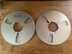 Two Metal scotch 10 1/2″ reel to reels