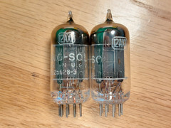 Pair of Westinghouse (Tung-Sol lbl) 12AX7 Black Plate Vacuum Tubes