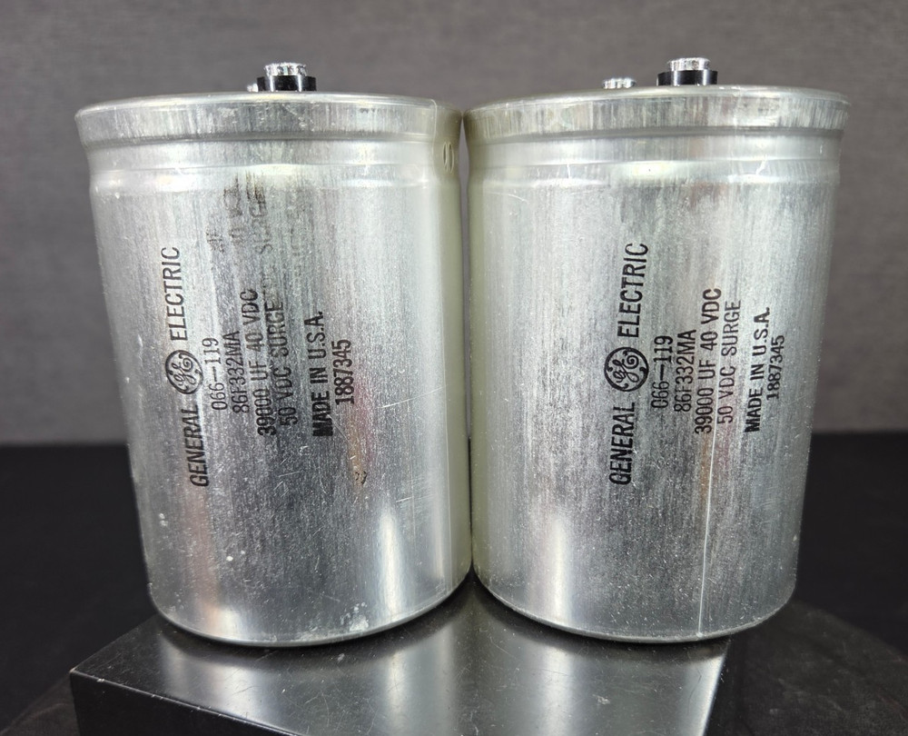McIntosh MC2105 Pair of Main Filter Capacitors 39000 uf 40v 3″ GE Vintage OG