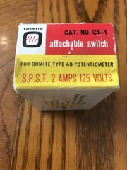 Ohmite CS-1 Attachable SPST Switch For Type AB Potentiometers 2 Amp 125 Volts