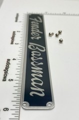 Fender Bassman Black and Silver Amplifier Badge Custom Made Aluminum w/ Screws