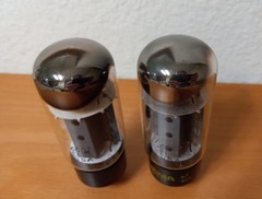 2 Sylvania EL34 6CA7 “OO” Getter Welded Plates Fat Bottle Test Strong (Pair #2)