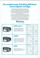c1975 Goldring Stereo HiFi Cartridge Glossy Dealer Brochure All Models Compared
