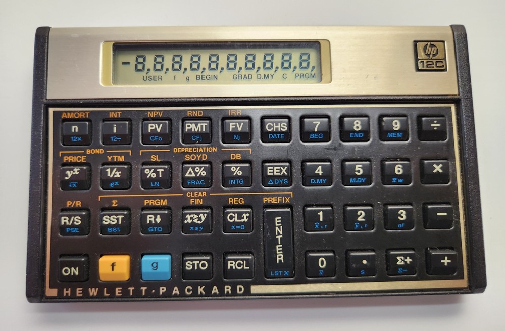 HP 12C Calculator China 1-cell Nut 3v Hardware Shift 2001-03 Tested & Working