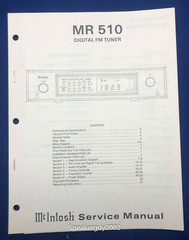 Original McIntosh MR510 / Digital FM Tuner Service Manual