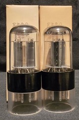 SYLVANIA 6SN7 GTB TUBE 1968 CHROME TOP HALO BLACK V PLATES MATCHED SET