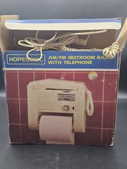 Vintage Hopesonic AM/FM Restroom Radio W/ Telephone & Toilet Paper Holder