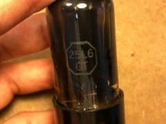 Vintage 1949 GE 25L6GT Output Tube Tests Good Black Glass