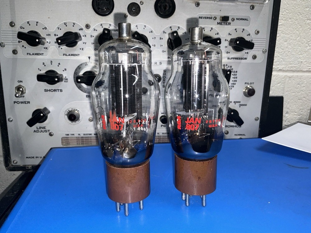 Pair RCA JAN 807 CV124 Power tube – Tested NOS 126% & 120% – USA MIL