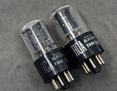 (2) RCA 6SN7GTB Vacuum Tubes Long Black Plates Bottom D Getters Tests NOS