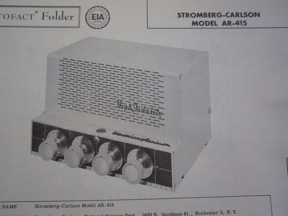 STROMBERG-CARLSON AR-415 AMPLIFIER PHOTOFACT