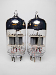 2 pcs USED 6N23P / ECC88 Reflector ` 75 SWGP Silver Shields tubes