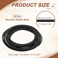 20Pcs Recorder Rubber Belts 70-100mm Mix Square Cassette Recorder(1mm Width)