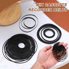 50Pcs Recorder Rubber Belts 40-135mm Mix Flat Cassette Tape Recorder(3mm Width)