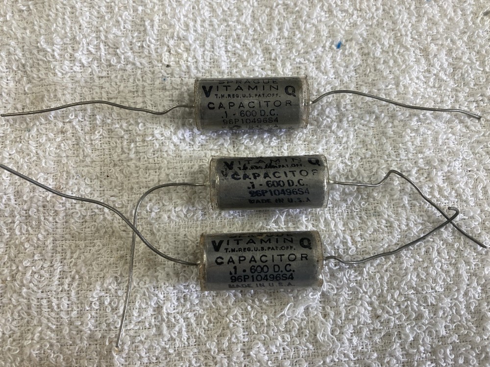 3 Sprague 96P .1 600V Vitamin Q Capacitors