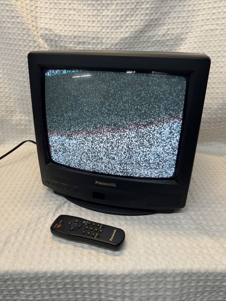 Panasonic CT-13R3W CRT TV 1998 Gaming Tested Works Coaxial Input Only W/ Remote