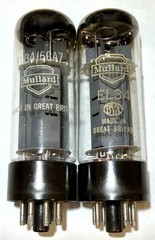 Matched Pair 1960s Mullard xf2 OO Getter EL34 Tubes Test NOS TV7=51/51 @ 36/37ma