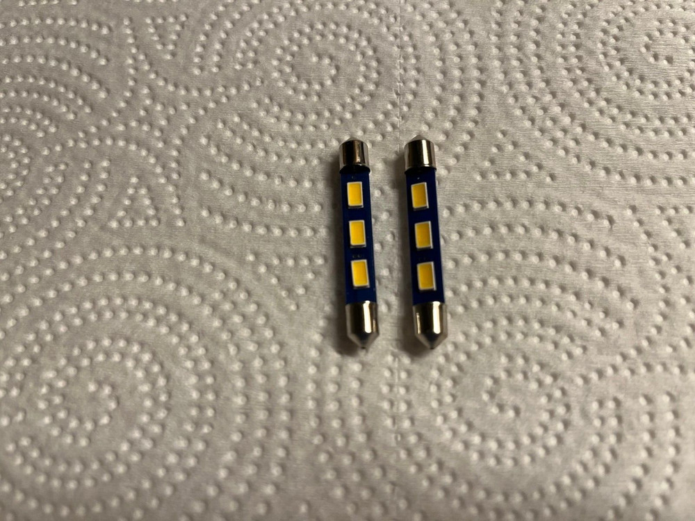 (2)WARM WHITE 43MM-6.3V-LED FESTOON LAMP/ RECEIVER-MR77-MR78-MR74- McIntosh Bulb