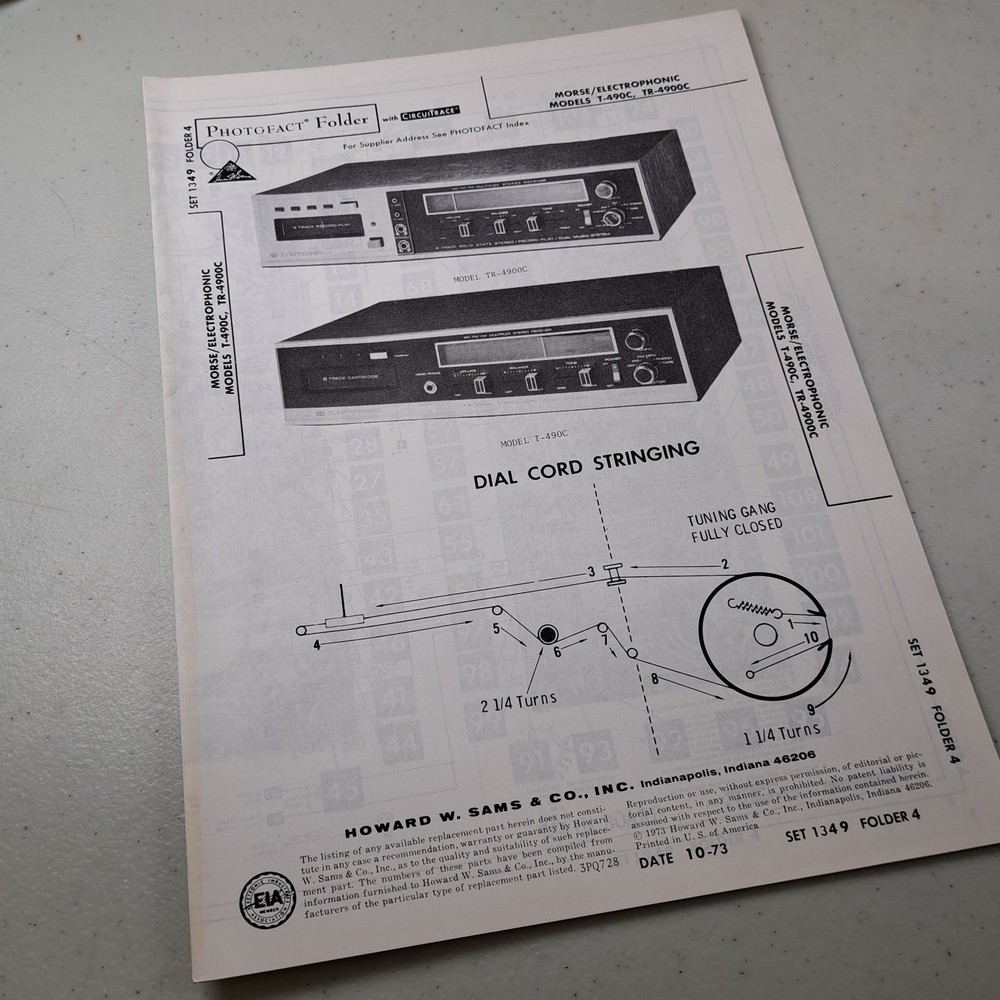 MORSE/ELECTROPHONIC T-490C TR-4900C Stereo Receiver Service Manual 1973