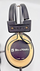 Bell Howell Vintage 8 Ohm Stereo Headphones Tested Black Cream Japan, tested