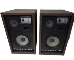 BIC Venturi Formula 2 Speakers Pair Vintage 1970s 8″ Woofer Walnut USA Tested