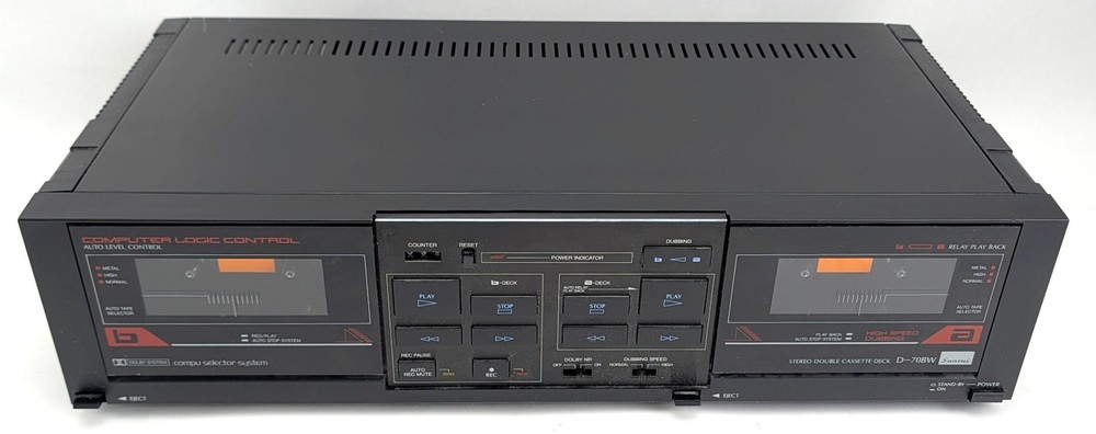 Sansui D-70BW Dual Cassette Deck High Speed Dubbing Dolby Noise Reduction