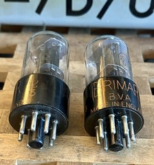 Pair of Early 1950’s BRIMAR 6SL7GT Vacuum Tubes D Getters Closely Matched CV1985