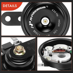 A-Premium – Disc Horn 2PCS High & Low Universal Electric Horns, 12V 110 dB, Comp