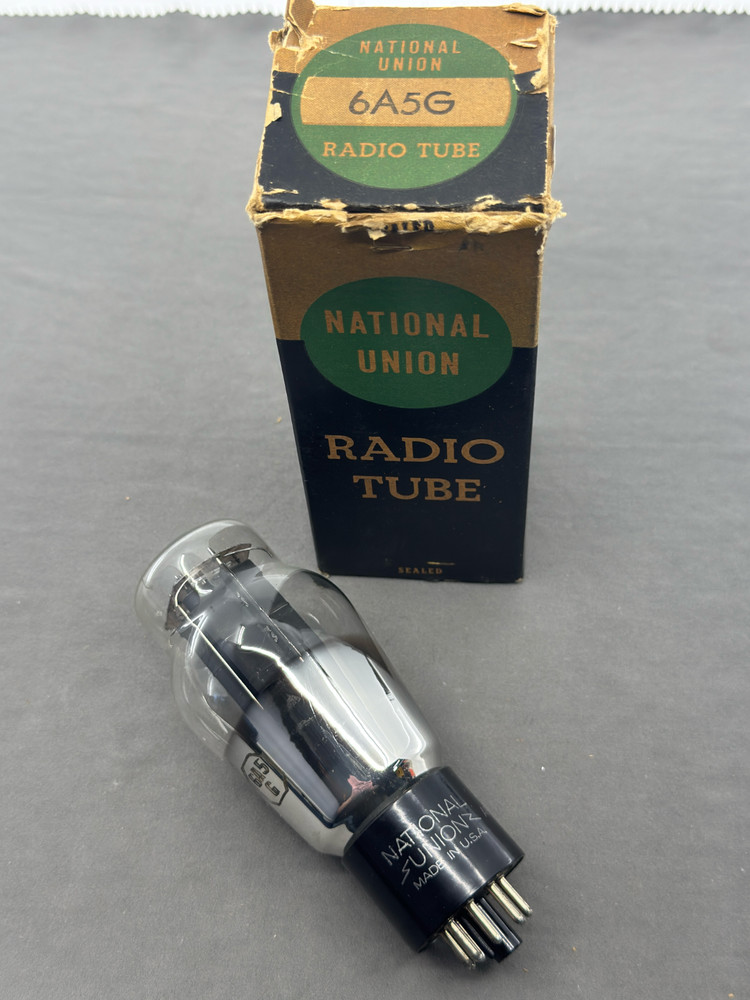 (1) NOS National Union 6A5G Power Tube Black Plate Exc Cond Tests NOS Amplitrex
