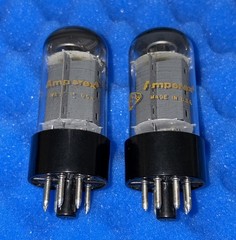 TWO Amperex 7591A Tubes / Amplitrex Tested Good Pair / 1979 World Globe Logo