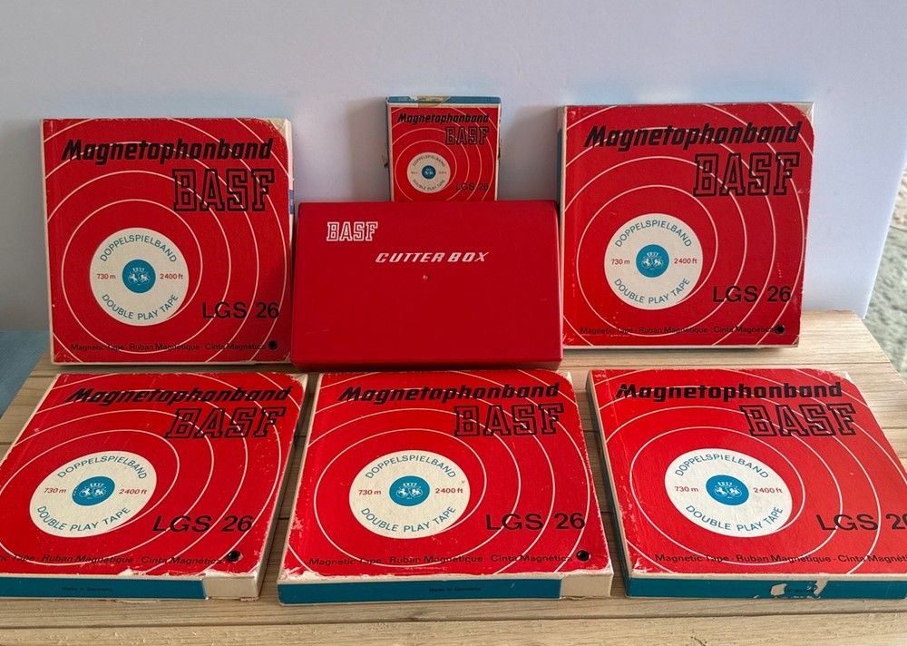 5 BASF Reel To Reel Tapes 2400 Ft With Cutter Box For Reel Tape West Germany