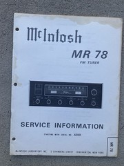 McIntosh MR78 Tuner Service Manual *Original*