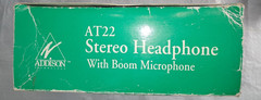 Mint in Box Addison ATT 2 Vintage Stereo Headphone +Boom Microphone Taiwan Made!