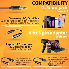 Professional Grade Clip On Omnidirectional Mic for Recording Youtube iPhone