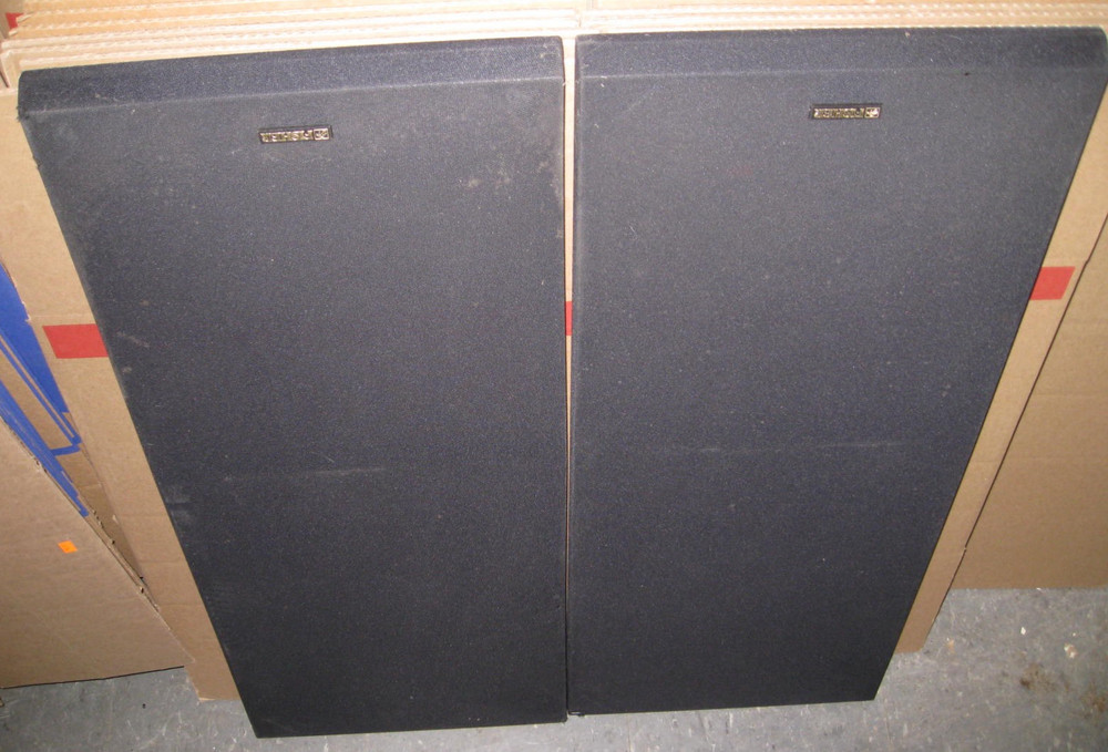 PAIR Fisher STV 873 grill frames with grill cloth for speakers 14×33.5