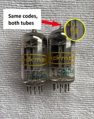 One matched pr. BECKMAN (SYLVANIA USA) 5963 TUBES ( = 12AU7) tube codes match