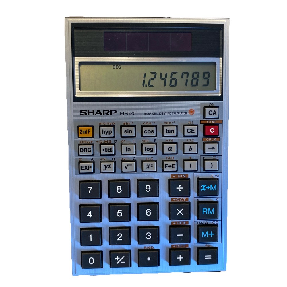 Sharp EL-525 Solar Cell Scientific Calculator Tested Working Vintage Japan