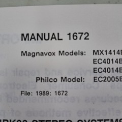 Philips Magnavox Philco Manual 1672 Stereo System 1989 Illustrated