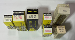 5 Sylvania 2 Realistic Tubes Radio-TV-Audio-Vacuum 6GH8A 6F6GT,10KR8,17JZ8,6F6GT