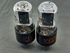 (2) RCA 6SN7GTB Tall Bottle Tubes Staggered Black Plates D Getters Tests Strong