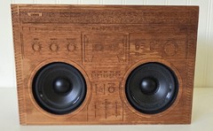 THE ORIGINAL Model Boombox Dribble Wood Laser Engraved by Jake Mize