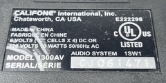 Califone 1300AV Portable Cassette Recorder Player Tested Working AC Powered