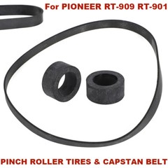 PINCH ROLLER TIRES & BELT REPLACEMENT SET For PIONEER RT-909 RT-901 REEL TO REEL