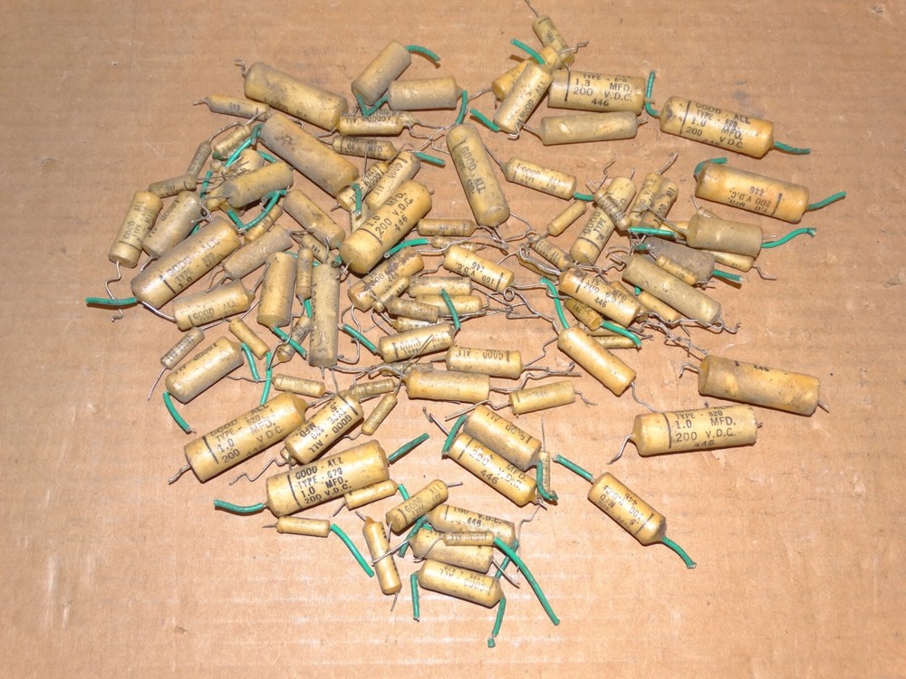 100-Vintage 1950’s Good-All Wax Capacitor Pulls 200 vdc *.02-.25-1.0, etc… #6