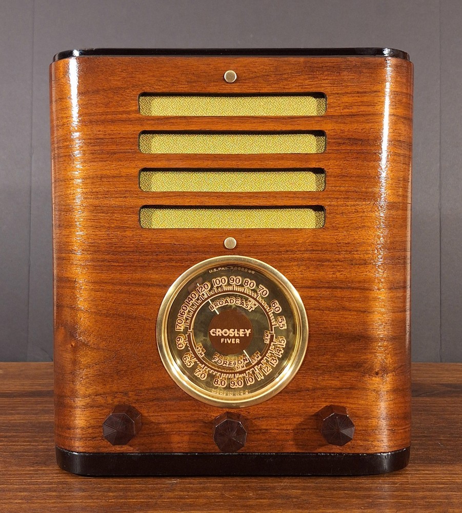 Old Antique Wood Crosley Fiver 517 Vintage Tube Radio -Restored Working Tabletop
