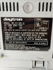 Daytron DT-505A Vintage 1984 Portable TV Power + Cable Tested Broken Antenna HTF