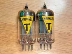 Pair of Brimar 6057 (CV4004) Yellow T Gray Box Plate 1961 Tubes – 13% matched