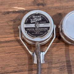 Pair Vintage Shure “Weltra” 700A Crystal Microphones Art Deco Chrome